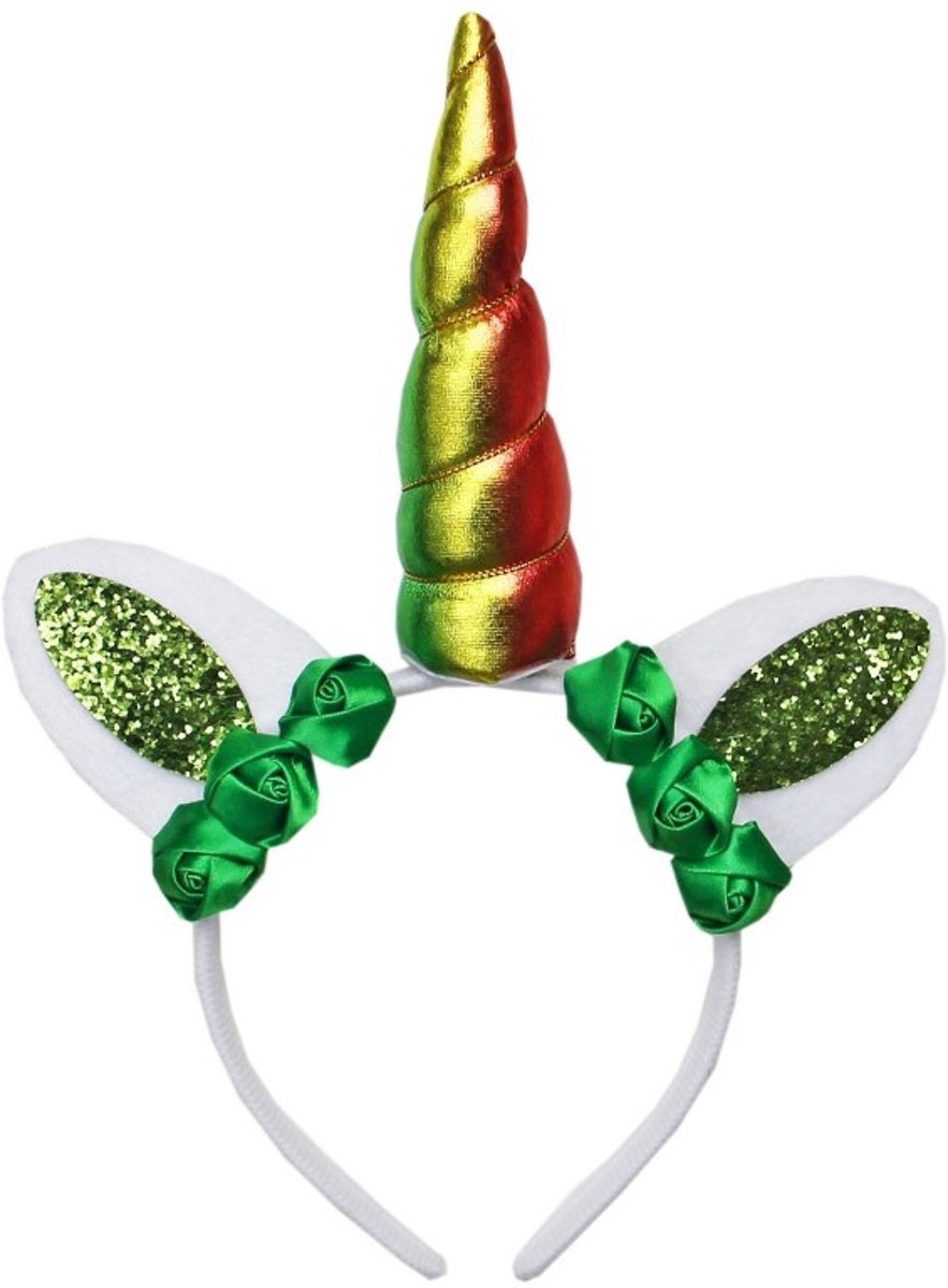 Unicorn haarband diadeem groen | Eenhoorn haarband diadeem groen